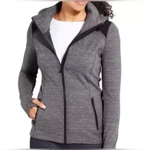 Athleta Stronger Hoodie Jacket Gray Size Small Zip Hooded Fitted Fleece Lined